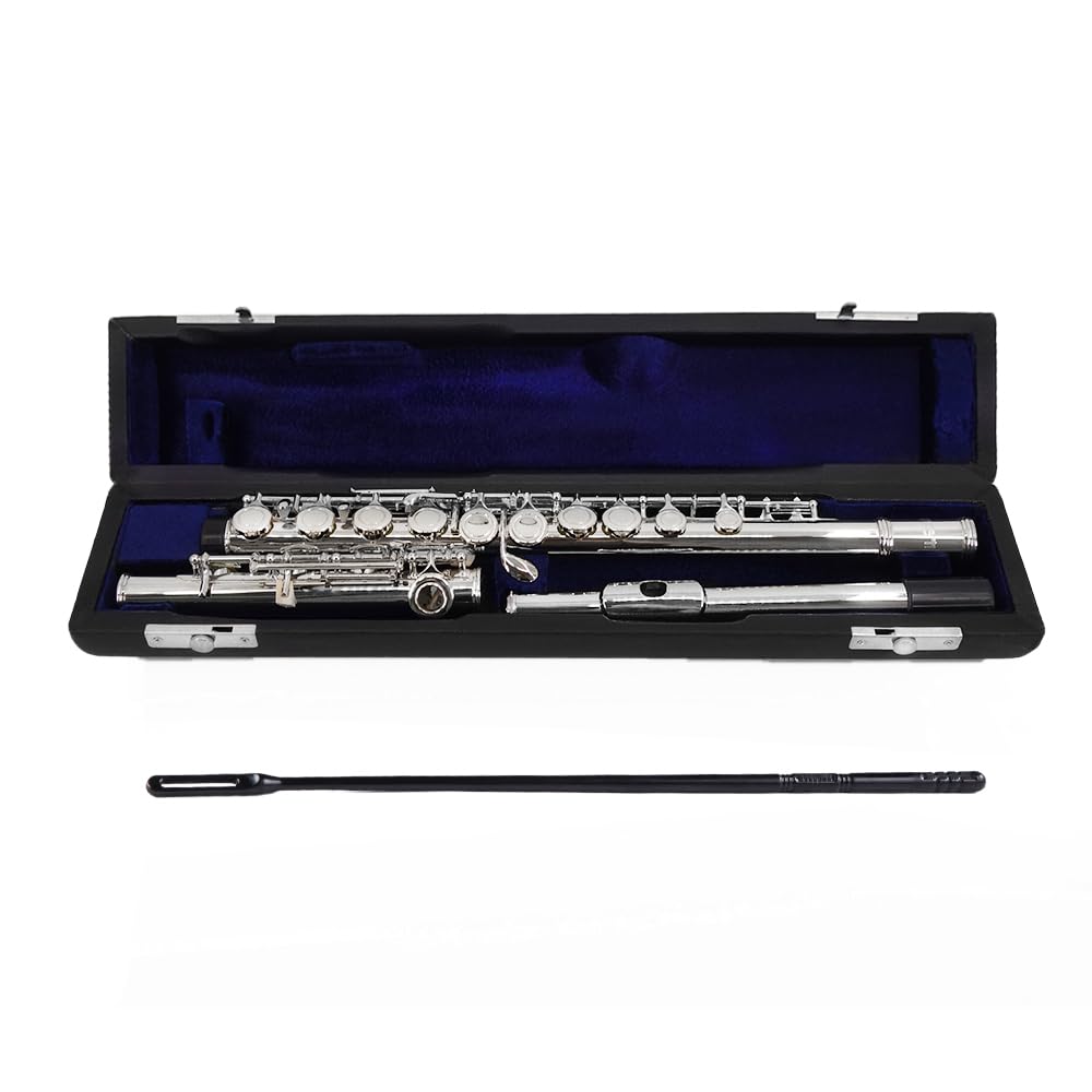 YANASON Closed Hole C Flutes 17 Key Nickel Plated Flute Beginner Student Kids Flute (17 nickel)